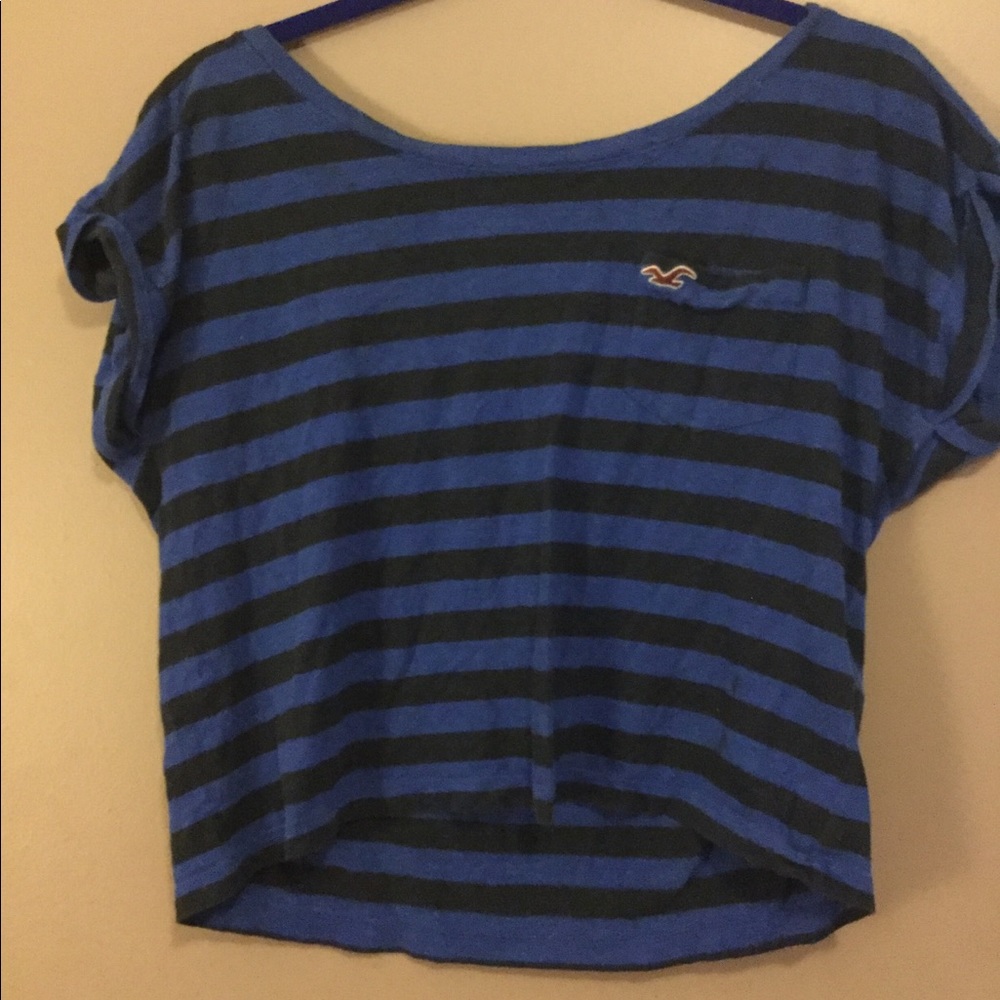 Hollister blue striped crop top